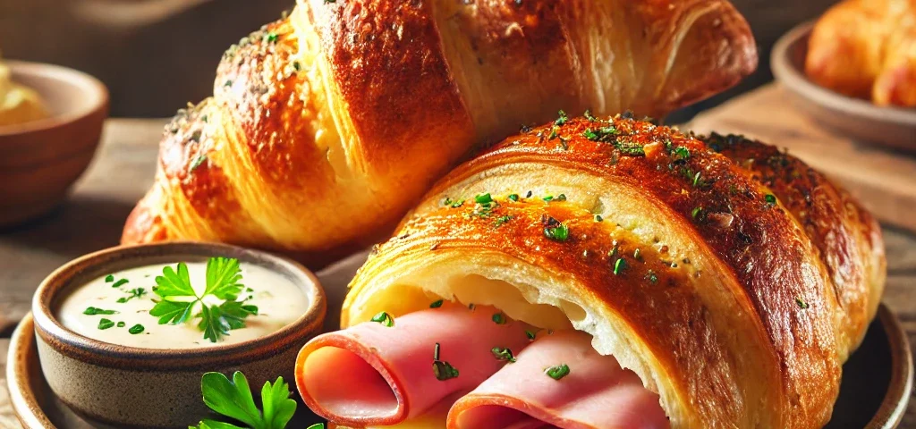 Cornulețe sărate cu șuncă și cașcaval